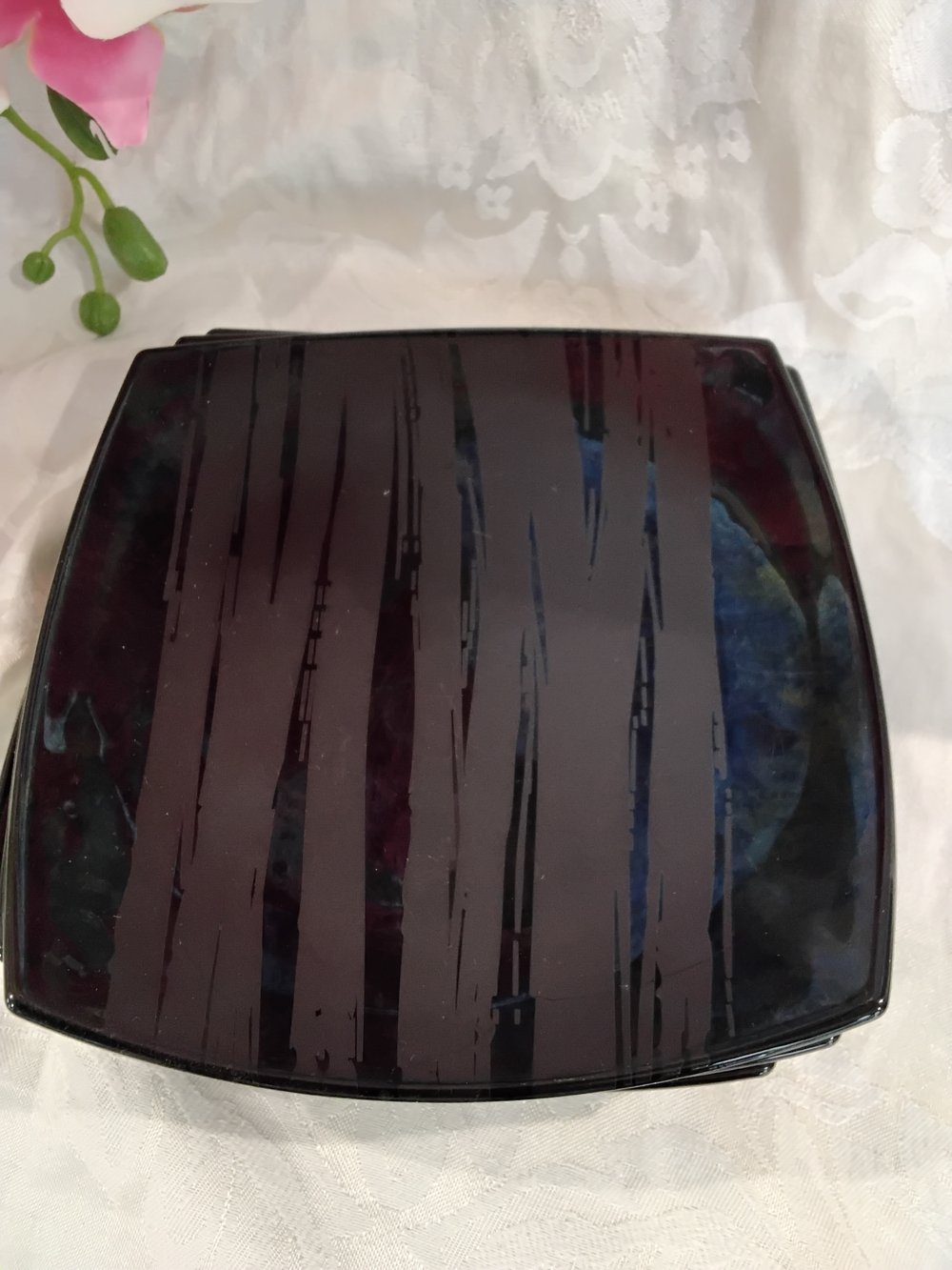 Set Of 6 Glossy Black Square Dessert/ Salad Plate